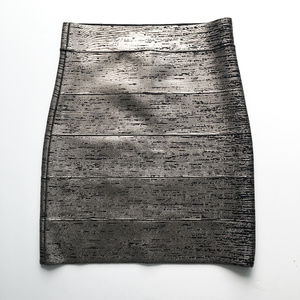BCBG Josie Gunmetal Foil Power Bandage Skirt